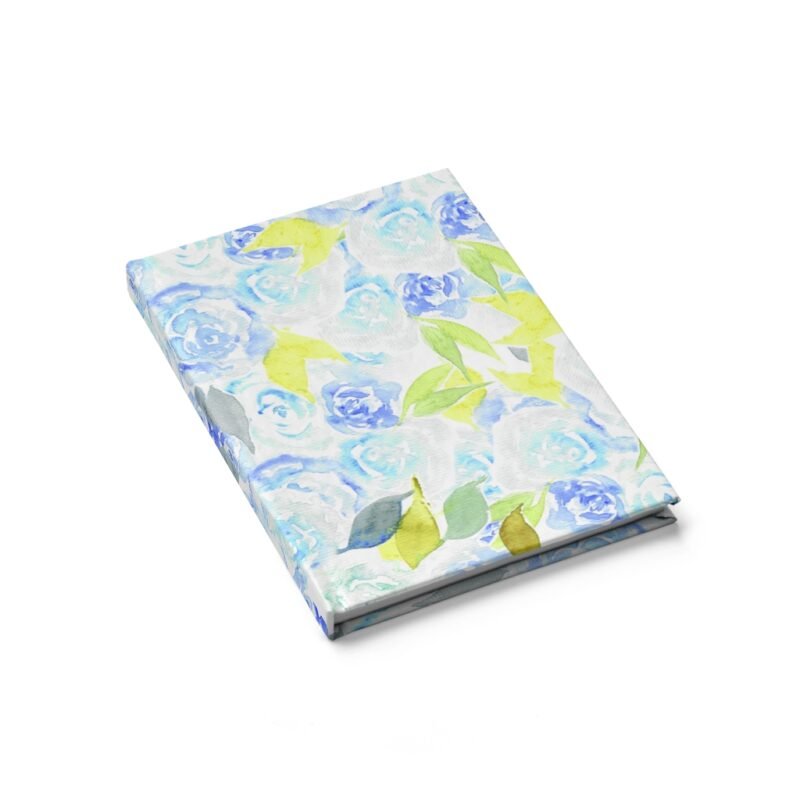 Hand Painted Loose Dusty Blue Floral Cover Journal - Image 3