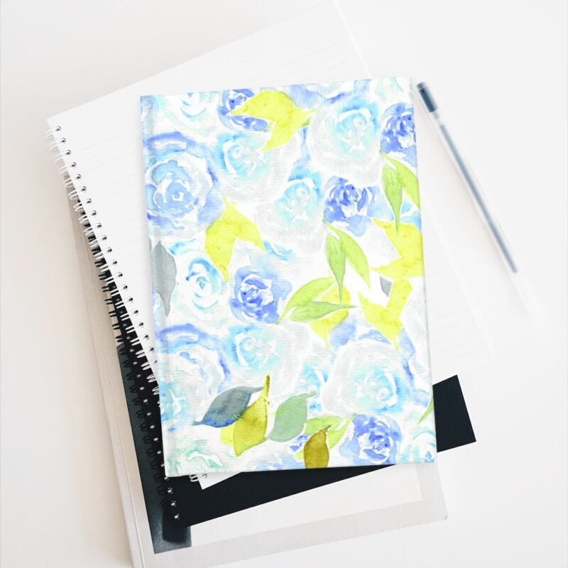 Hand Painted Loose Dusty Blue Floral Cover Journal - Image 5