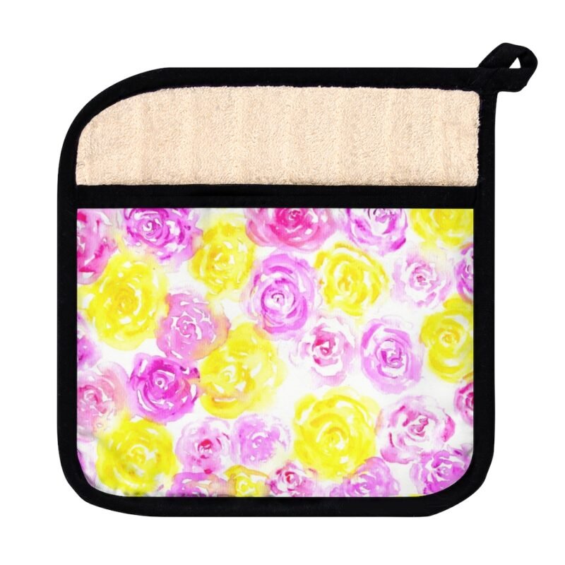 Floral Country Style Pot Holder with Pocket - Image 2