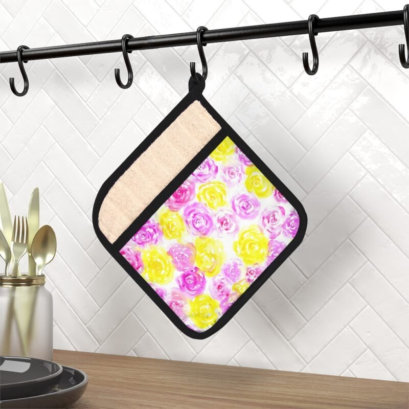 Floral Country Style Pot Holder with Pocket - Image 4