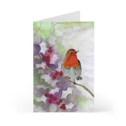Traditional Christmas Robin And Holly Greeting Cards 7 Pieces