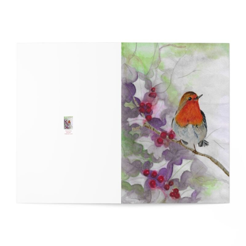 Traditional Christmas Robin And Holly Greeting Cards 7 Pieces - Image 3