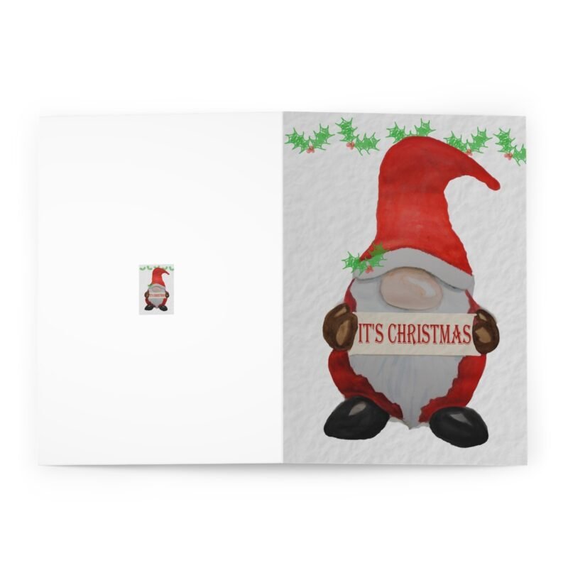 Christmas Gnome And Holly Greeting Cards Pack of 5 - Image 5