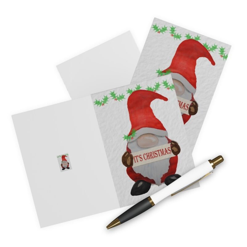 Christmas Gnome And Holly Greeting Cards Pack of 5 - Image 6