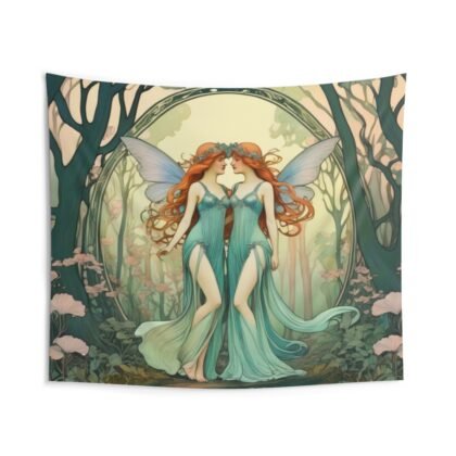 Woodland Fairy Art Nouveau Wall Tapestry - Enchant Your Space with Art Nouveau Elegance