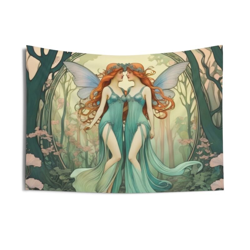 Woodland Fairy Art Nouveau Wall Tapestry - Enchant Your Space with Art Nouveau Elegance - Image 2