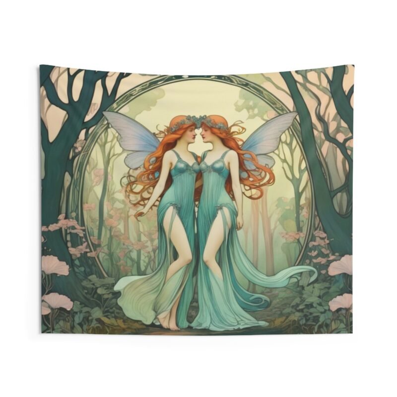 Woodland Fairy Art Nouveau Wall Tapestry - Enchant Your Space with Art Nouveau Elegance - Image 3