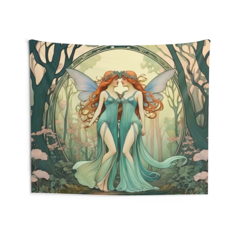 Woodland Fairy Art Nouveau Wall Tapestry - Enchant Your Space with Art Nouveau Elegance - Image 4