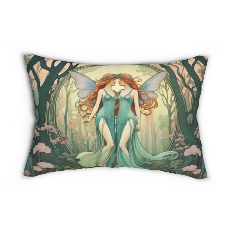 Art Nouveau Woodland Fairy Lumbar Pillow - Image 2