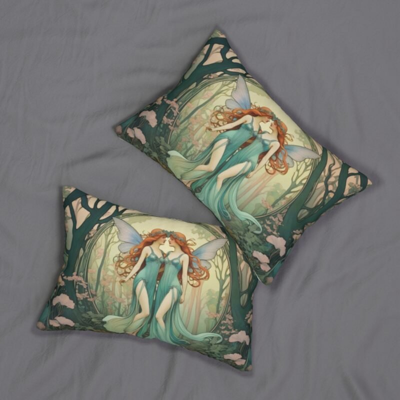 Art Nouveau Woodland Fairy Lumbar Pillow - Image 4