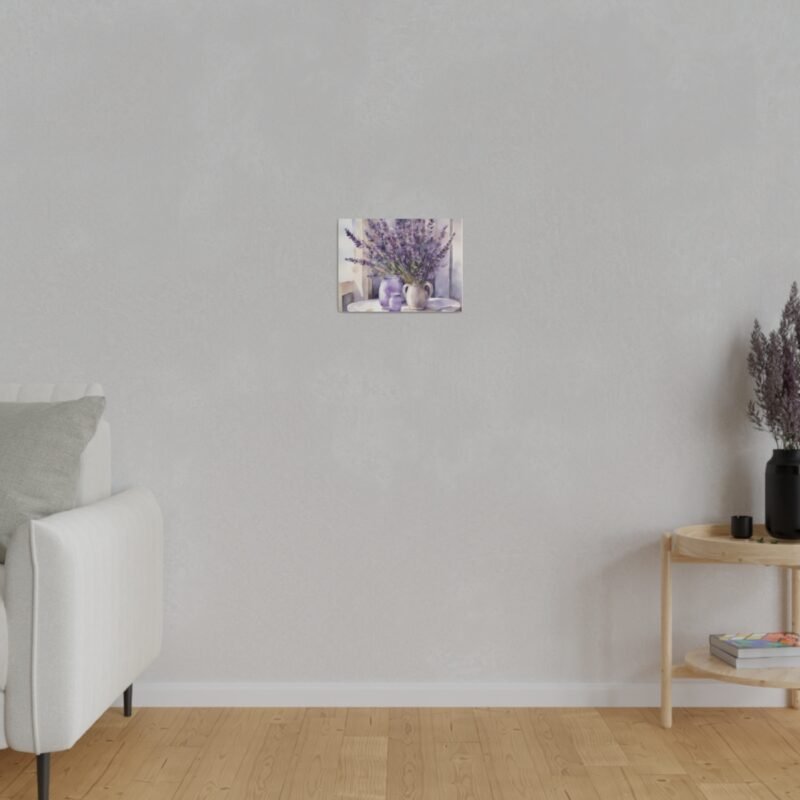 Lavender Watercolour Style Print On Canvas, Cottage Core Lavender Print, Lavender In A Vase On A Country Table,  Country Style Canvas Print - Image 3