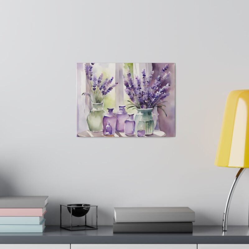 Country Lavender Watercolour Style Print On Canvas, Cottage Core Lavender Print, Lavender In A Vase On A Country Table,  Country Style Canvas Print - Image 4